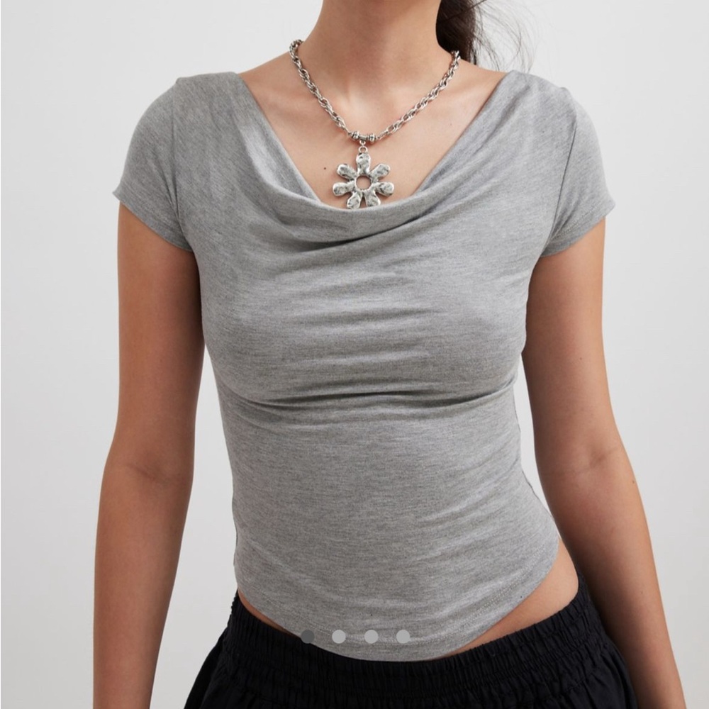 Grey cowl neck top